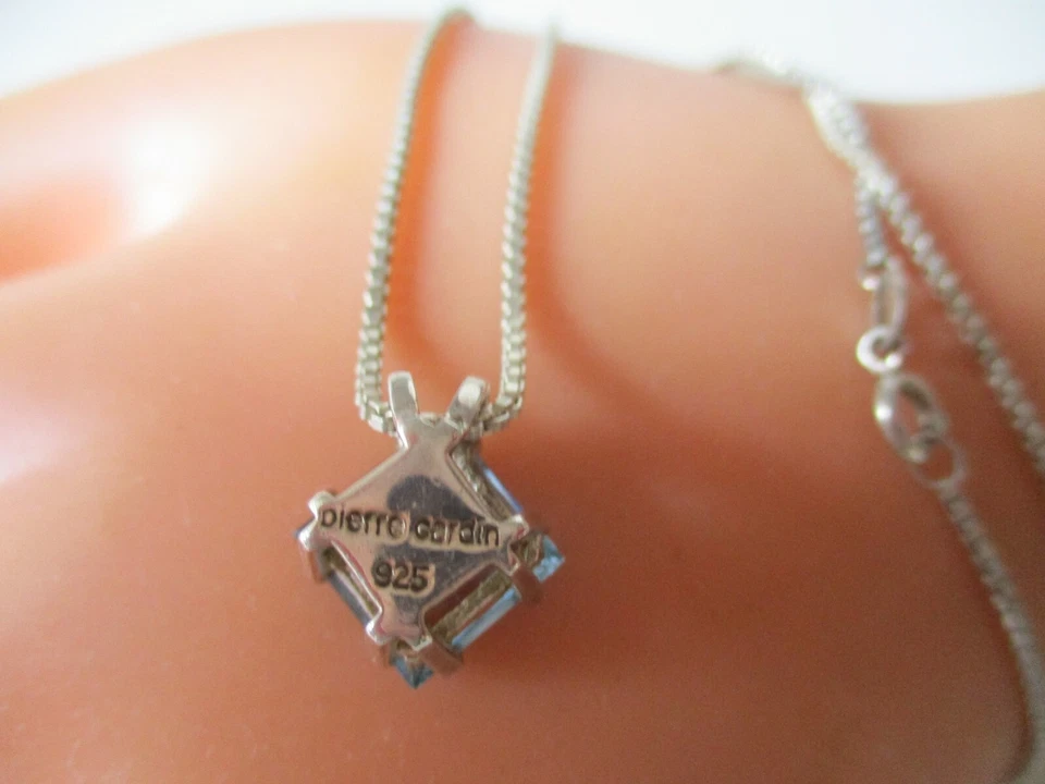 Pierre Cardin Anhänger blauer Stein 925/835 Silber Kette L 42 cm - Bild 4 von 4