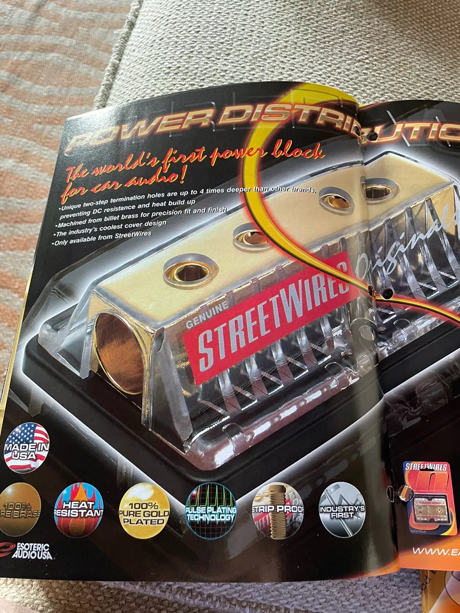 Esoteric StreetWires 05043 Black Power Dist Block 2awg In 4 8awg Out Brass