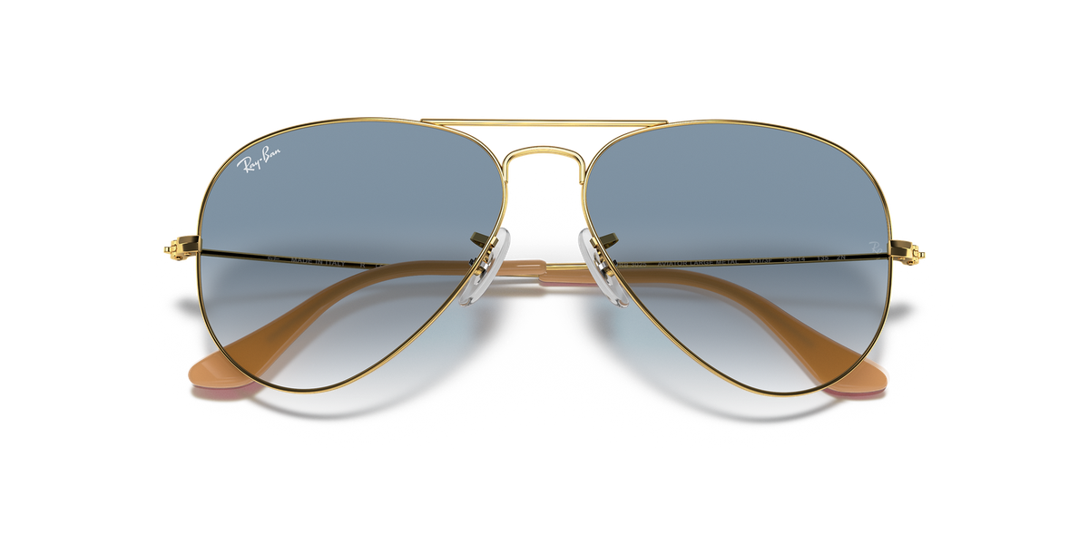 Auth. Ray-Ban sunglasses gold /blue Mirror Aviators 62mm Ray Ban Aviator 62mm Gold with Polarized Classic Blue Lenses  main image 3