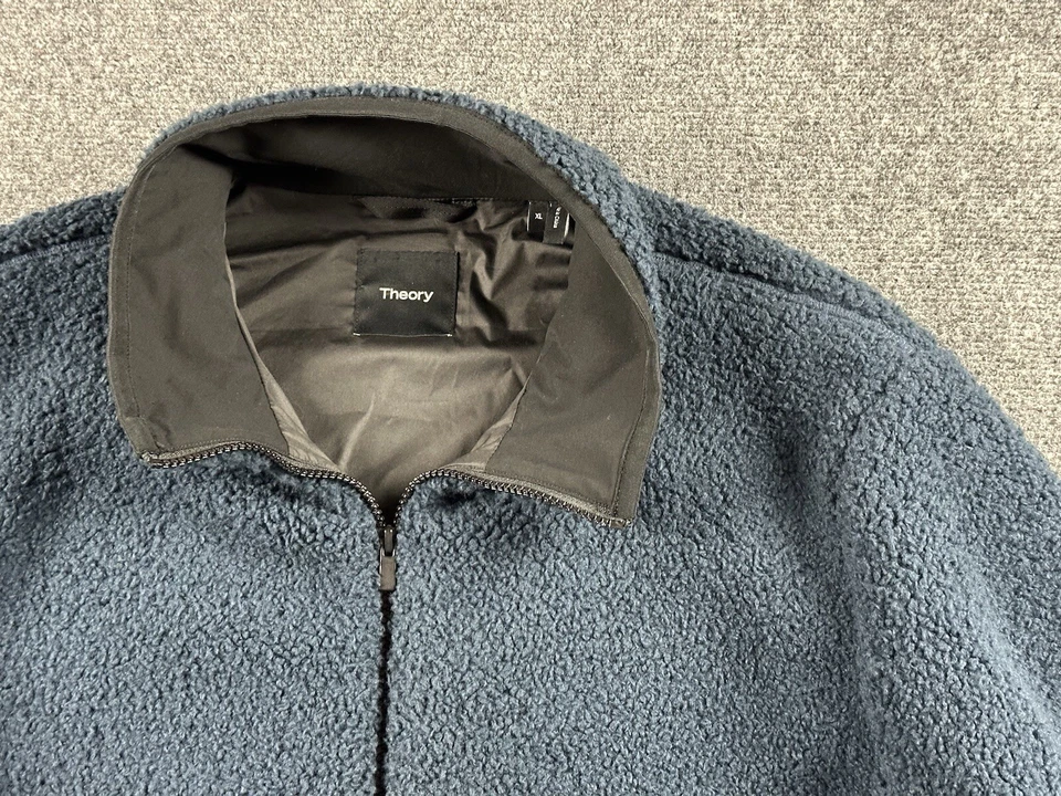 Theory Classon Full Fleece Jacket Mens XL Blue Deep Piled Zip Up Everyday Sherpa - Image 2 of 4