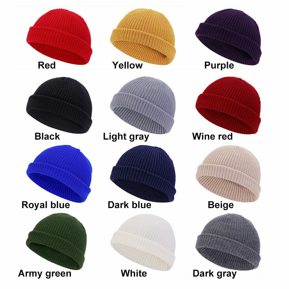 Winter Mini Short Fisherman Beanie Hat Ribbed Docker Warm