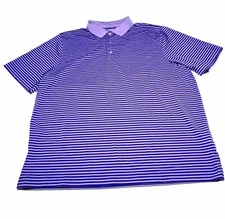 Cutter & Buck Purple Striped Short Sleeve Golf Polo Athletic Shirt Sz XL