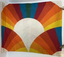 Rainbow Retro Quilted Standard Sham Heavy Lined Cotton Blend Flawed