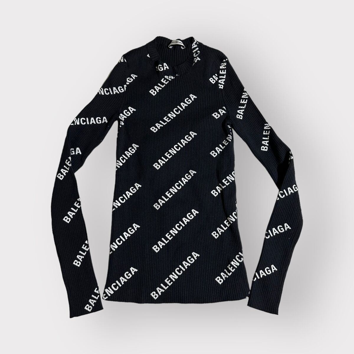 Authentic Balenciaga Top Long Sleeve Black and White Allover Authentic Balenciaga Top Long Sleeve Black and White Allover