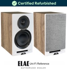 Elac Uni-fi Reference Bookshelf Speakers, White With Oak Sides - Pair