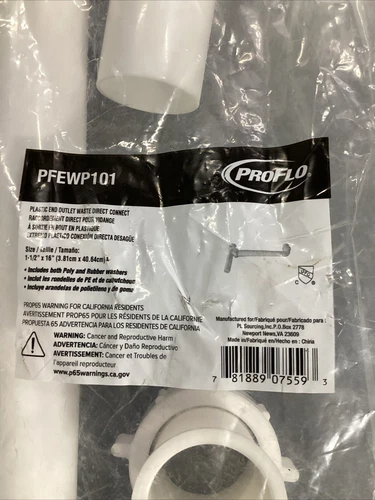 ProFlo PFEWP101 Plastic End Outlet Waste Direct Connect 1-1/2" X 16” - Picture 2 of 7