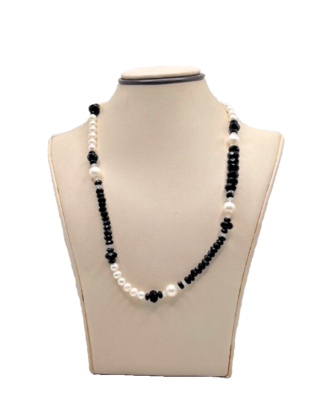 goen ネックレス　onyx black pearl chain 14K Antique Black Onyx Pearl Beaded 14K Gold 15.5