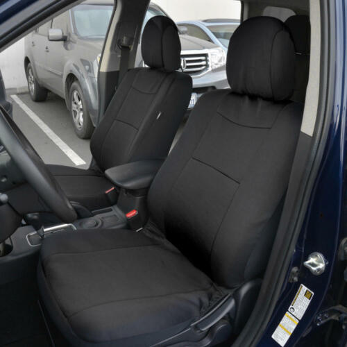 Black Seat Covers & All Weather Mats for Car Auto SUV Cloth 60/40 Split Bench - Bild 6 von 8