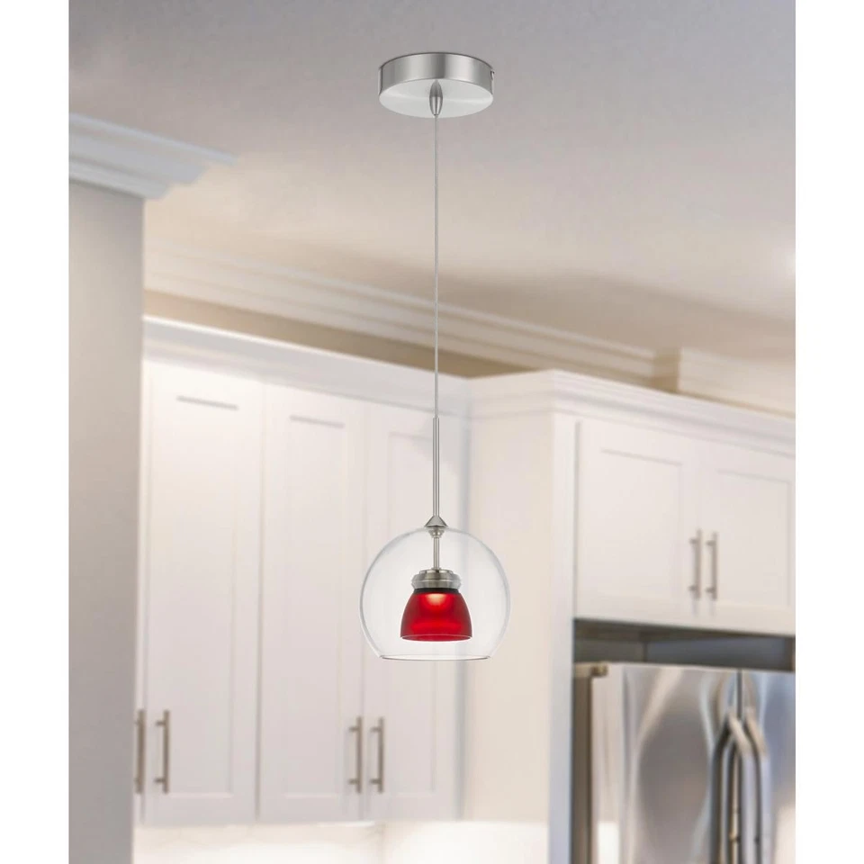 CAL Lighting & Accessories UP-335-CL-REDFR Double Glass Mini Pendant Frosted Red - Image 2 of 2