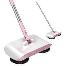 2 in 1 Carpet Sweeper Cleaner, Vacuum Broom Powerful Manual Vacuum Cleaner Ha...