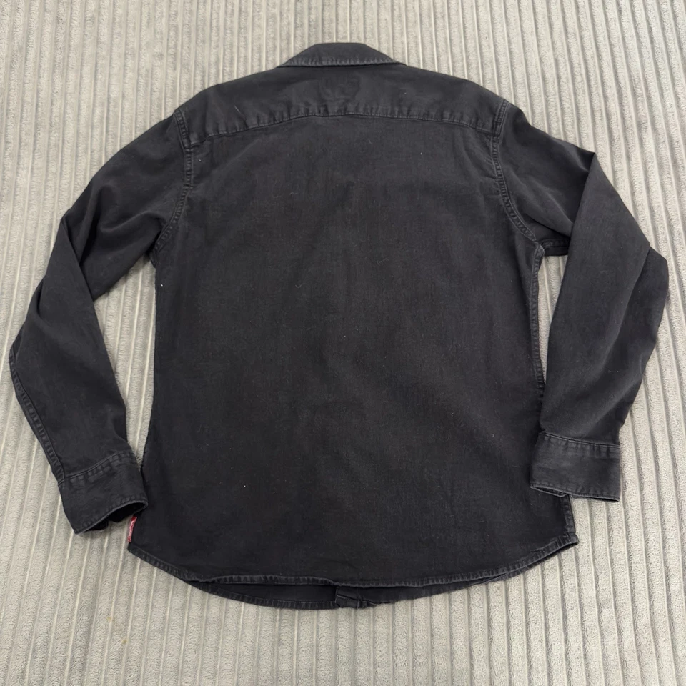 Wrangler Western Shirt Mens M Black Denim Cowboy Pearl Snap Work Heavy Weight - Image 2 of 4