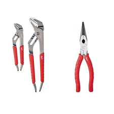 6 In. and 10 In. Comfort Grip Straight Jaw Pliers Set with 8 In. Comfort Grip Lo