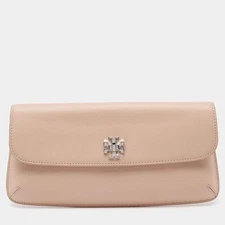 Tory Burch Light Beige Saffiano Leather Diana Clutch