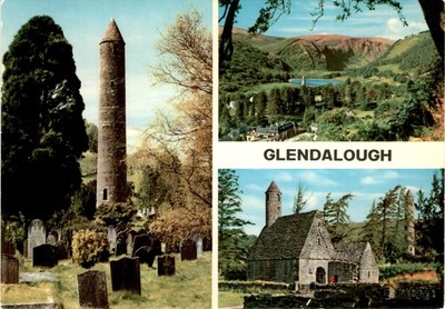 GLENDALOUGH, St. Kevin, John Hinde Studios, Round Tower, Cabinteely Postcard