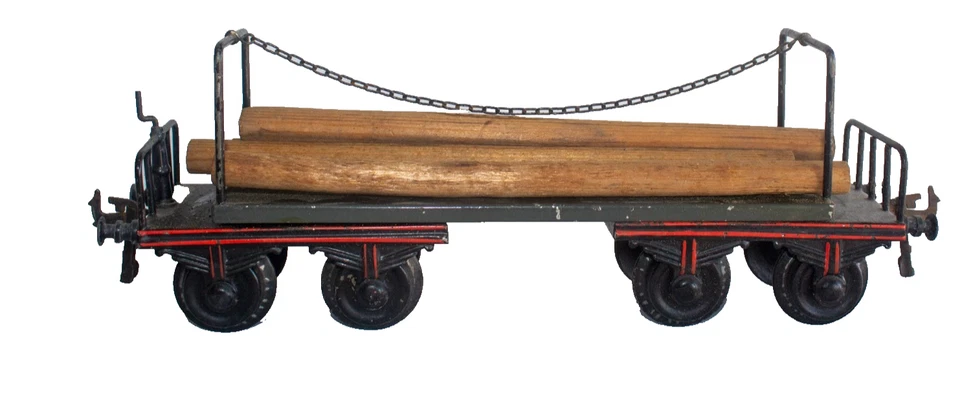 1910-1915 Pre-War  Bing 1-gauge large Log carrier Freight Wagon - Image 3 of 4