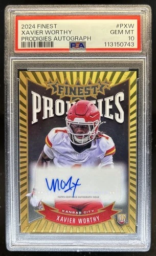 2024 Topps Finest Xavier Worthy Prodigies Auto RC Rookie #P-XW Chiefs PSA 10