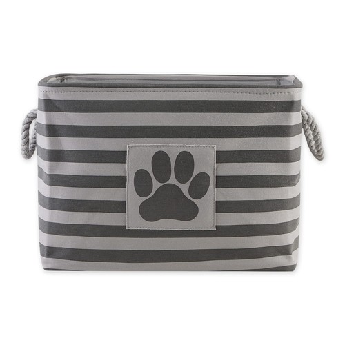 Pet Storage Collection Striped Paw Patch Bin, Medium Rectangle, Gray
