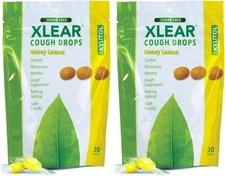 Xlear Cough Drops Honey Lemon Sugar Free Sore Throat Relief 30 Drops - 2 Pack
