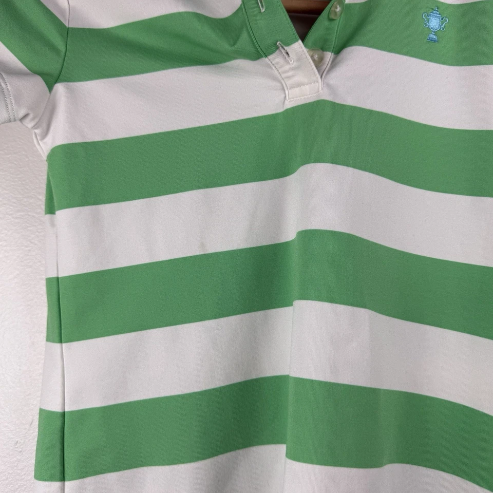 Camisa polo Nike Golf Dri-Fit para niñas talla pequeña a rayas verdes y blancas Foto 4 de 4