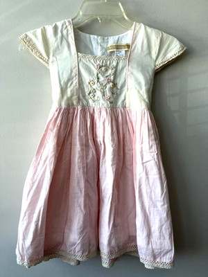 W.D. Wolf Daydream Pink Ivory Color Embroidered Ruffled Lined Girls 6