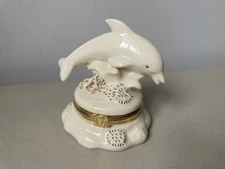 Lenox Dolphin Porcelain Treasures Hinged Trinket Box