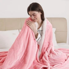 *BOX DAMAGED* ESTINGO Heated Blanket Throw, Electric Throw 50x60, Pale Pink