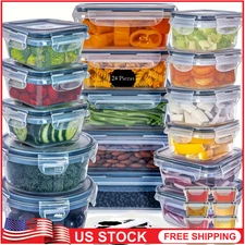 48Pcs Food Storage Container Set BPA-Free Airtight Lids Pantry Kitchen Organizer