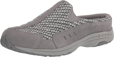 Easy Spirit Travel Time Round Closed-Toe Slip On Mule Clog Grey 030 X-Wide