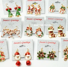 Christmas Earrings Holiday Party Women Girls Santa Holidays Favors New 12 Lot