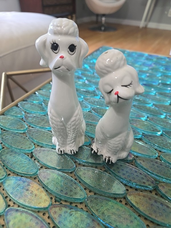Vtg  Poodle Boy And Girl Salt And Pepper Shakers Ceramic Japan Klassen Giftware