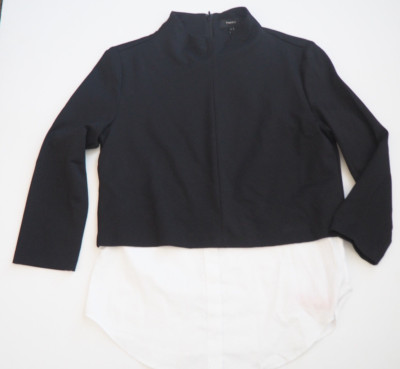 Pull Chemisier Theory Noir – Taille M, Col Montant, Look Superposé Gracila, Neuf Avec étiquettes