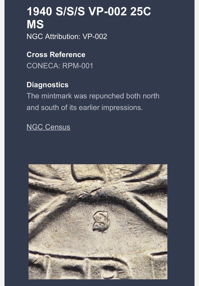 1940-S Over S Over S Error 25 Cent Washington Quarter - 90% SILVER - KM#164 - Image 4 of 4