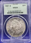 🔥MS64 GRADED  1881-S PCGS Morgan Silver Dollar OGH Label