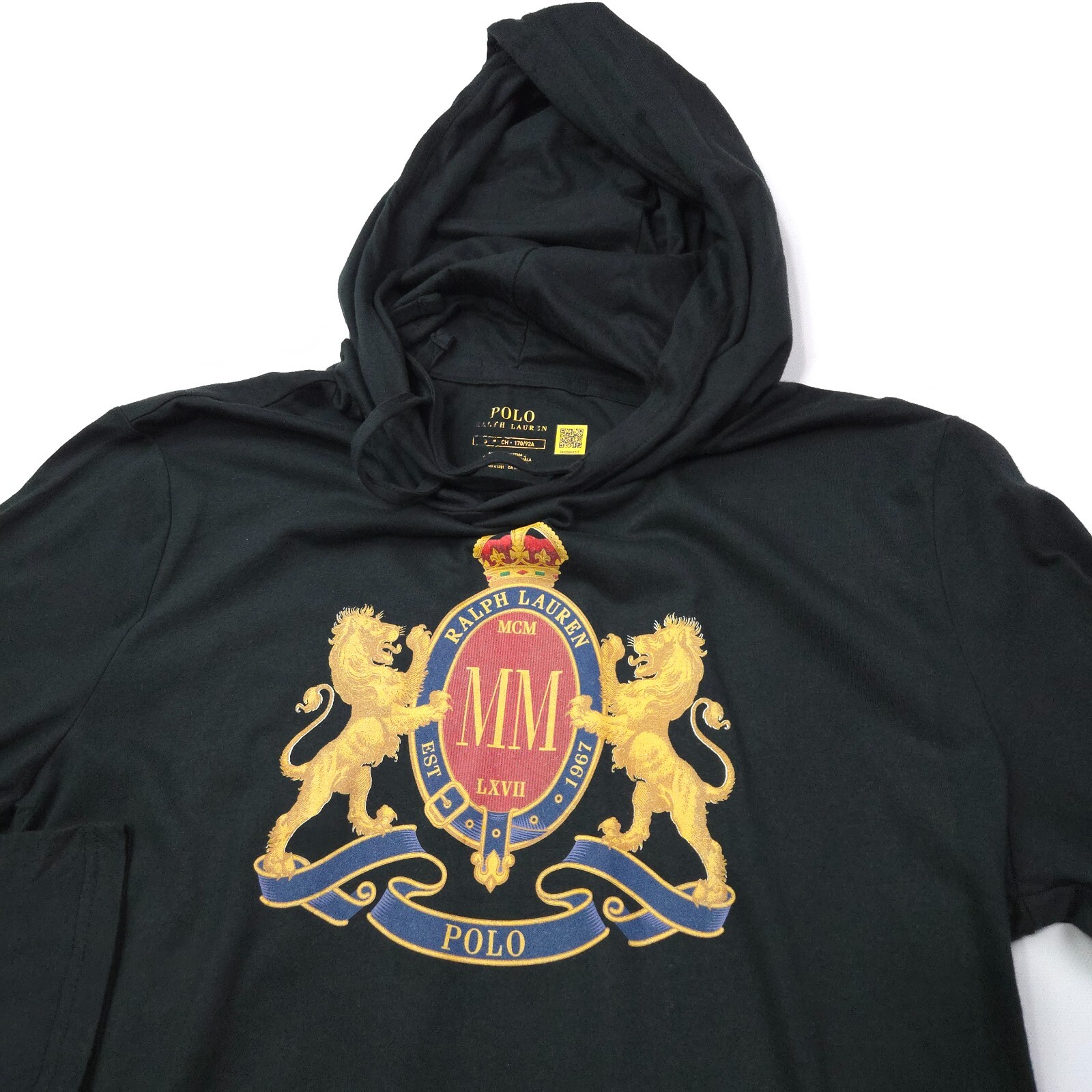 NUOVO! POLO RALPH LAUREN FELPA CON CAPPUCCIO MAGLIONE S LION CREST PONY MONDRAGON CREA IL TUO