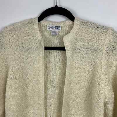 AJ Adele Joyce woman's cream color open front pocketed cardigan