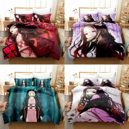 Demon Slayer Anime Bedding Set para Crianças, Capa de edredão, Fronhas,  Consolador, Decoração do quarto, Desenhos animados, Kamado Tanjirou,  Nezuko, Rengoku, Giyuu - AliExpress