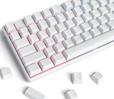 Thick PBT White Keycaps Cherry Profile Minimalist 128 Keycaps Set Custom for ...