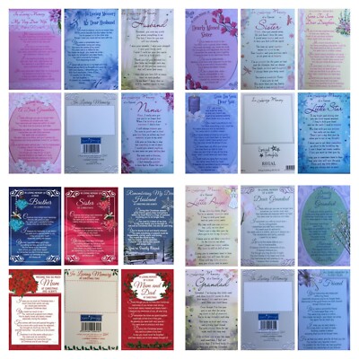 Graveside Memorial Remembrance Cards (#) INCLUDING CLEAR PLASTIC CARD HOLDER