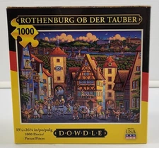 *I) Rothenburg ob der Tauber 1000 Piece Jigsaw Puzzle Dowdle Folk Art 19" x 26"