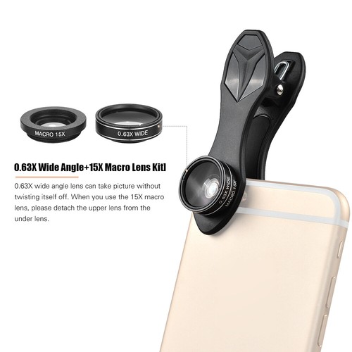 APEXEL APL-DG5H 5 in 1 Cellphone Lens Kit 198° Fisheye Lens 0.63X Wide B6U4 - 第 2/10 張圖片