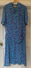 Norman Linton Shirt Dress Womens Size 30 Maxi Geometric Violet Vintage