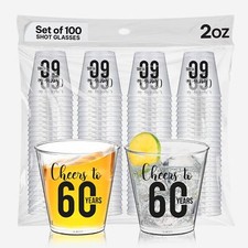 Cheers To 60 Years Shot Glasses 100 PCS   60th Birthday Shot Glasses Dispo