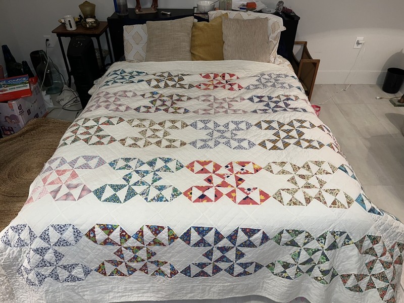 Vintage Quilt 100% Handmade Queen Size Excellent Antique Primitive