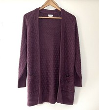 Fat Face Cardigan Knit Womens US 2 Uk 6 Purple Eggplant Open EUC