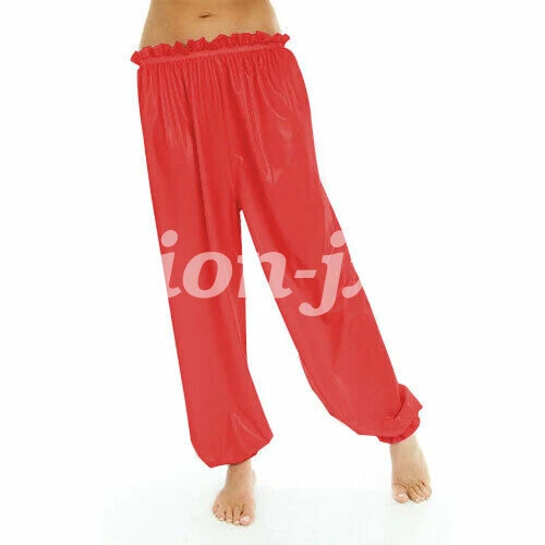 Hot latex pants rubber waterproof sport elastic middle waist long trouser S-XXL