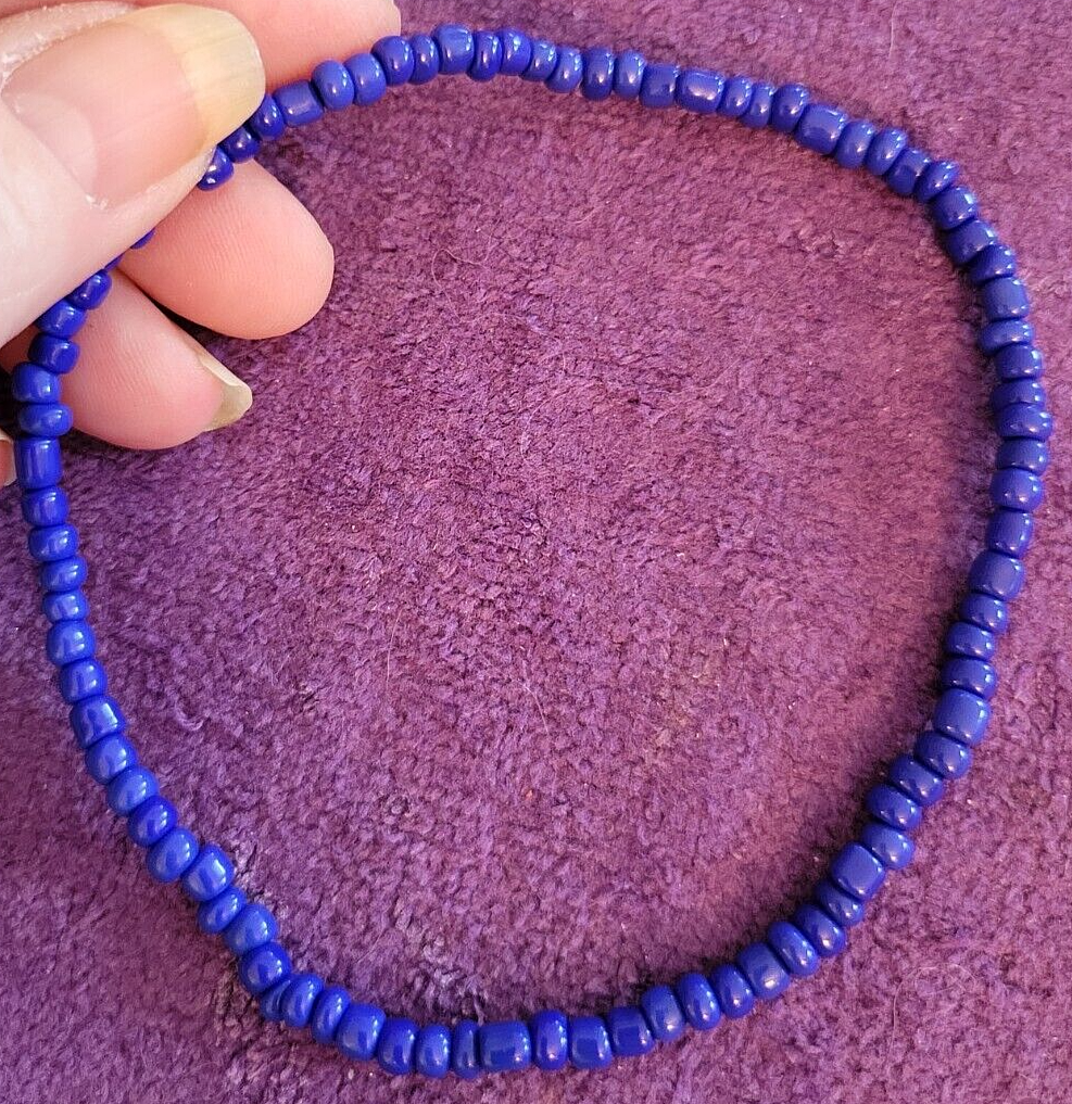 Indigo Blue Beaded Anklet for Energy and Beauty - 12.5 Inch-image