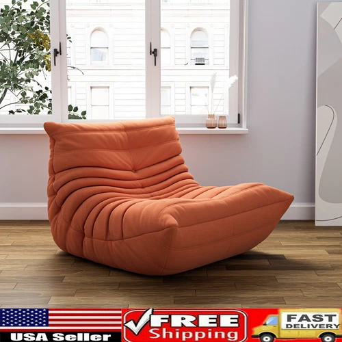 Fireside Sofa Lazy Chair Corduroy Orange Bean Bag Couch Seat Oversize For Adult