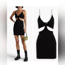New ALICE + OLIVIA Havana Cutout Cady Mini Dress in Black Size 12 $289