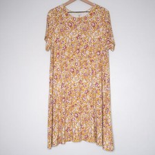 Old Navy Womens Swing Dress Size XXL Mustard Yellow Floral Paisley Boho Feminine