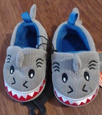 NEW Baby Boys Wonder Nation Shark Slippers 3D w/Fin Tail Infant/Toddler Size 2